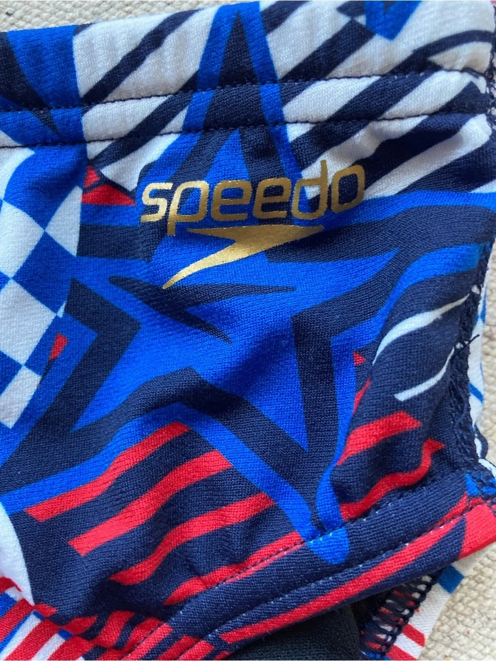 Speedo Overdrive Brief | Size 32 | True Cobalt | Red White Blue Stars NWT